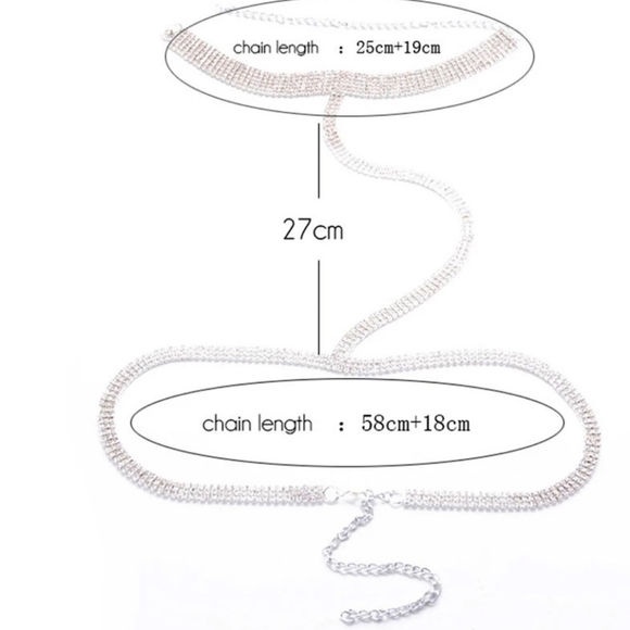 🎀Exquisite Sexy Rhinestone Choker &  Waiste Chain - Picture 5 of 6